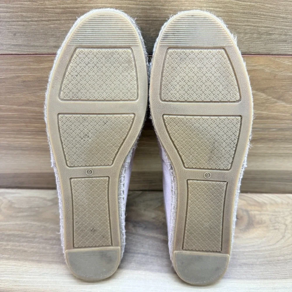 Tory Burch Espadrilles Pink White Flat 9 M Slip On Loafer Vacation Resort Summer
